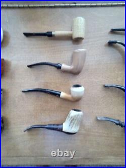 26 Vintage Tobacco Smoking Pipes From Around The World with stand, tool, cases