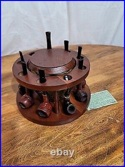 9 Pipe Carousel with Vintage Estate Smoking Pipes Humidor lot
