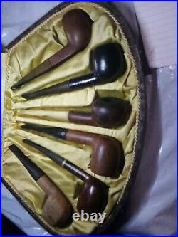 A Coveted Lot Of 6, briar wood tobacco smoking pipes With, Decorative Display Box