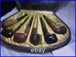 A Coveted Lot Of 6, briar wood tobacco smoking pipes With, Decorative Display Box