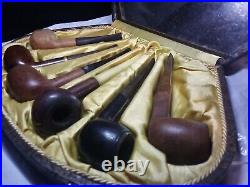 A Coveted Lot Of 6, briar wood tobacco smoking pipes With, Decorative Display Box