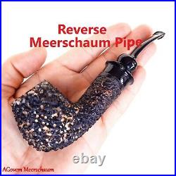 AGovem Rustik REVERSE Block Meerschaum Pipe, Smoking Tobacco Estate Pipe AGM1143