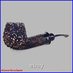 AGovem Rustik REVERSE Block Meerschaum Pipe, Smoking Tobacco Estate Pipe AGM1143