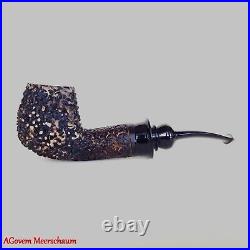 AGovem Rustik REVERSE Block Meerschaum Pipe, Smoking Tobacco Estate Pipe AGM1143