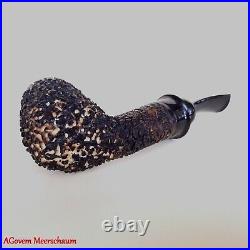 AGovem Rustik REVERSE Block Meerschaum Pipe, Smoking Tobacco Estate Pipe AGM1143