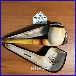 Andreas Bauer Block Meerschaum, Billiard, Original Case, Vintage Estate Pipe