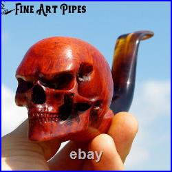 Angry Skull Briar Wood Tobacco Smoking Pipe Bust M-017d by Oguz Simsek