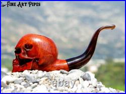 Angry Skull Briar Wood Tobacco Smoking Pipe Bust M-017d by Oguz Simsek