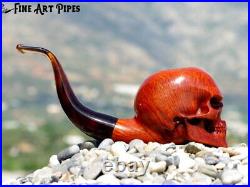 Angry Skull Briar Wood Tobacco Smoking Pipe Bust M-017d by Oguz Simsek