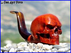 Angry Skull Briar Wood Tobacco Smoking Pipe Bust M-017d by Oguz Simsek