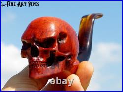 Angry Skull Briar Wood Tobacco Smoking Pipe Bust M-017d by Oguz Simsek