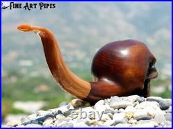 Angry Skull XL Olive Wood Tobacco Smoking Pipe Bust M-017 9mm by Oguz Simsek