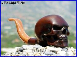 Angry Skull XL Olive Wood Tobacco Smoking Pipe Bust M-017 9mm by Oguz Simsek