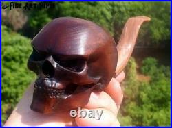 Angry Skull XL Olive Wood Tobacco Smoking Pipe Bust M-017 9mm by Oguz Simsek