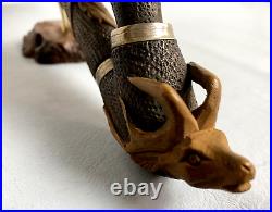 Antique Genuine German Hunter Pipe Wood Hand Carved Deer Bakelite & Horn Stem