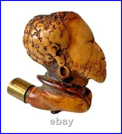 Antique Meerschaum Africana Smoking Pipe Carved Handmade Estate Piece