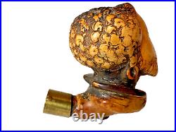 Antique Meerschaum Africana Smoking Pipe Carved Handmade Estate Piece