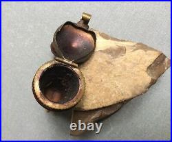 Antique Pipe Smoking Lead Glazed Pottery Head Of Queen With Brass Fittings