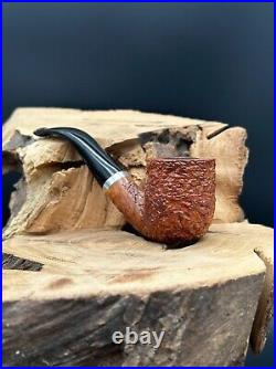 Ascorti KS Business Handmade 925 Silver Rusticated Bent Pot Smoking Pipe