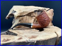 Ascorti KS Business Handmade 925 Silver Rusticated Bent Pot Smoking Pipe