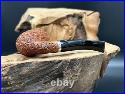 Ascorti KS Business Handmade 925 Silver Rusticated Bent Pot Smoking Pipe