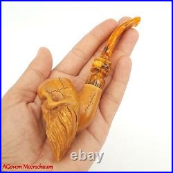 BEARDED SKULL Block Meerschaum Pipe, Turkish Smoking Estate Tobacco Pipe, AGM499