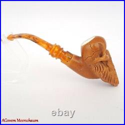 BEARDED SKULL Block Meerschaum Pipe, Turkish Smoking Estate Tobacco Pipe, AGM499