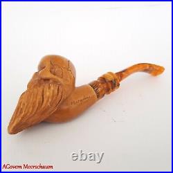 BEARDED SKULL Block Meerschaum Pipe, Turkish Smoking Estate Tobacco Pipe, AGM499