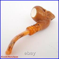 BEARDED SKULL Block Meerschaum Pipe, Turkish Smoking Estate Tobacco Pipe, AGM499