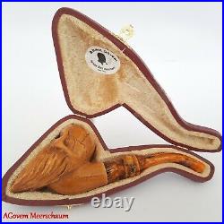 BEARDED SKULL Block Meerschaum Pipe, Turkish Smoking Estate Tobacco Pipe, AGM499