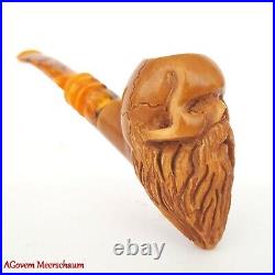 BEARDED SKULL Block Meerschaum Pipe, Turkish Smoking Estate Tobacco Pipe, AGM503