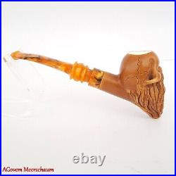 BEARDED SKULL Block Meerschaum Pipe, Turkish Smoking Estate Tobacco Pipe, AGM503