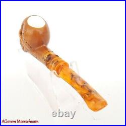 BEARDED SKULL Block Meerschaum Pipe, Turkish Smoking Estate Tobacco Pipe, AGM503