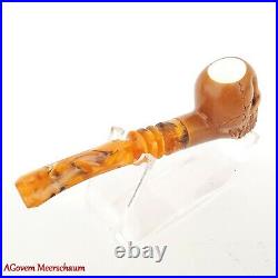 BEARDED SKULL Block Meerschaum Pipe, Turkish Smoking Estate Tobacco Pipe, AGM503