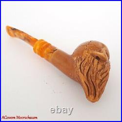 BEARDED SKULL Block Meerschaum Pipe, Turkish Smoking Estate Tobacco Pipe, AGM503