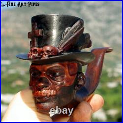 Baron Samedi Briar Wood Tobacco Smoking Pipe Bust by Oguz Simsek