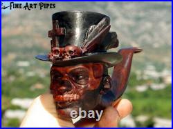 Baron Samedi Briar Wood Tobacco Smoking Pipe Bust by Oguz Simsek