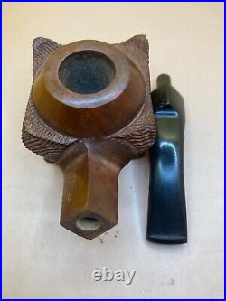 Beautiful Wally Frank LTD Deer Carved Briar Tobacco Smoking Pipe Very Nice