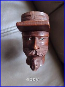 Briar Wood Mans Head CIVIL War Glass Eyes Smoking Tobacco Pipe