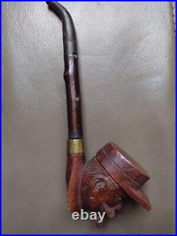 Briar Wood Mans Head CIVIL War Glass Eyes Smoking Tobacco Pipe