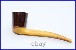 Butterscotch Bakelite Tobacco Smoking Estate Pipe Marble Briar Art Deco Curved