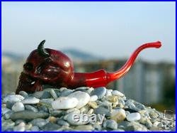 Demon Skull Briar Wood Tobacco Smoking Pipe by Oguz Simsek
