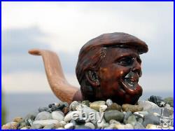 Donald Trump Skull Briar Wood Portrait Tobacco Smoking Pipe by Oguz Simsek