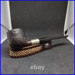 Estate Dunhill Shell Briar 572 Smoking Pipe Repaired with Large Silver Band