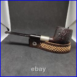 Estate Dunhill Shell Briar 572 Smoking Pipe Repaired with Large Silver Band