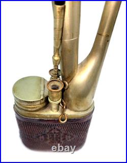 Estate Pipe Antique Brass Chinese Leather Covered Water Pipe Tobacco Smoking