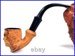 Estate Pipe Antique Clay Carved Face Tobacco Smoking
