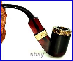 Estate Pipe Bent Bakelite with Gold Plated Bands Tobacco Smoking