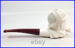 Estate Pipe ETHEM Carved Sherlock Holmes Figure Meerschaum 6 1/2L Smoking