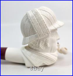 Estate Pipe ETHEM Carved Sherlock Holmes Figure Meerschaum 6 1/2L Smoking